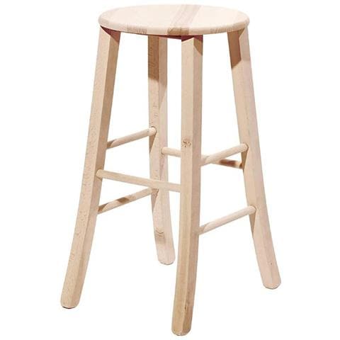 Sgabello Grezzo Da Verniciare Alto 67 Cm Con Seduta Rotonda E Gambe A Sciabola - Foto 1