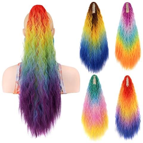 Coda Di Cavallo Sfumata Colorata - Extension Per Capelli In Fibra Ad Alta Temperatura Per Donne - Foto 3