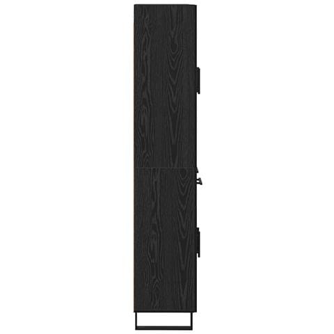 Credenza 2 pcs Rovere Nero Legno Stratificato e Vetro - Foto 9