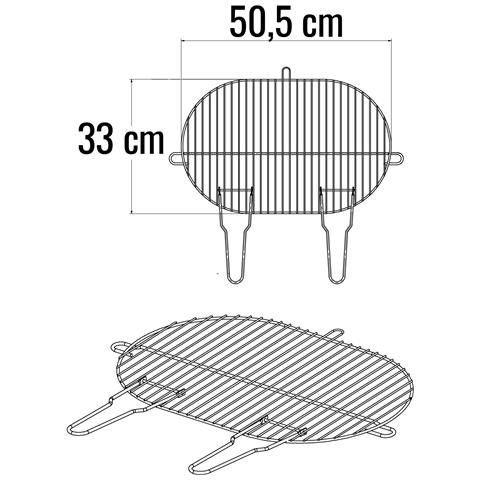 Griglia Ovale Singola In Acciaio Cromato - 50,5 X 33 Cm - Foto 1