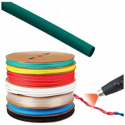 Tubo Termorestringente Verde 10mm 1m - Flessibile E Autoestinguente | Riduzione 2:1, Resistente Uv, Impermeabile | Elettronica E Telecomunicazioni - Foto 1