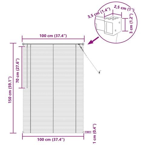 Tenda Veneziana Marrone Scuro con Motivo 150 x 100 cm PVC - Foto 9