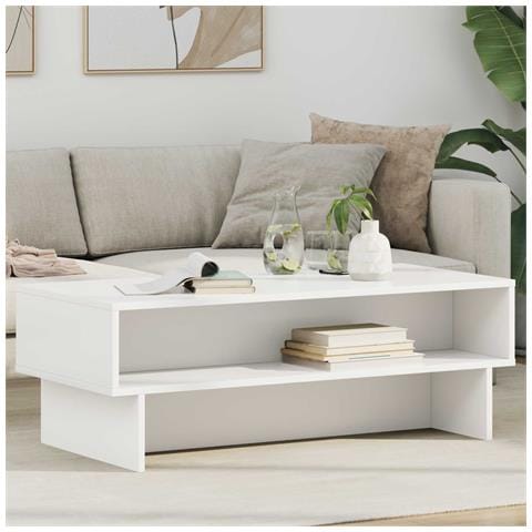 Tavolino da salotto Bianco 100 x 46 x 35 cm Legno multistrato - Foto 2