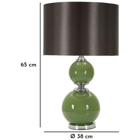 Lampada Da Tavolo Eva Two In Vetro Verde E Grigio Con Paralume In Tessuto — Ø 38 Cm - Foto 6