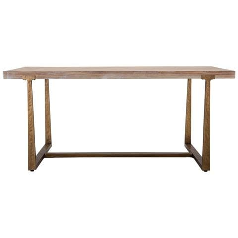 Tavolo Da Pranzo Ankara In Mdf E Ferro Naturale E Oro 180x90x78 Cm - Foto 2