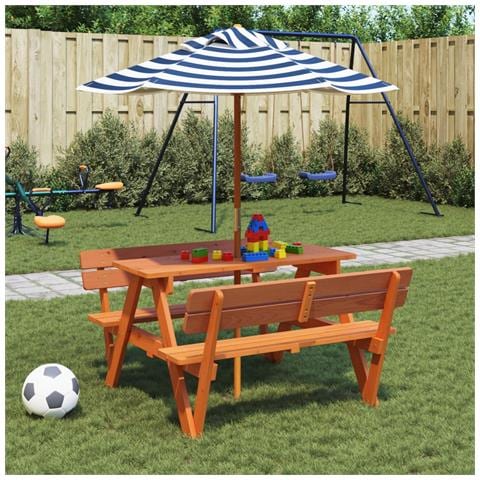 Tavolo da Picnic per 4 Bambini con Ombrellone Legno di Abete - Foto 2