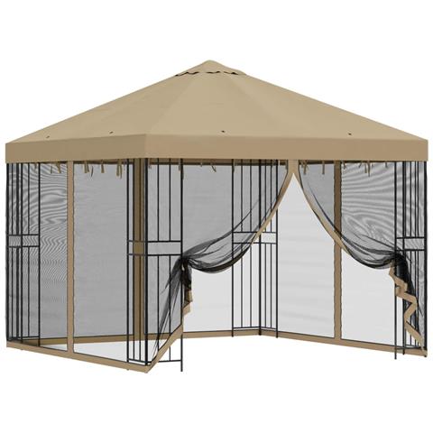 Gazebo da giardino con pareti laterali 3 x 3 m Beige - Foto 1