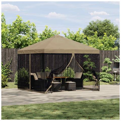 Gazebo da giardino con pareti laterali 3 x 3 m Beige - Foto 2