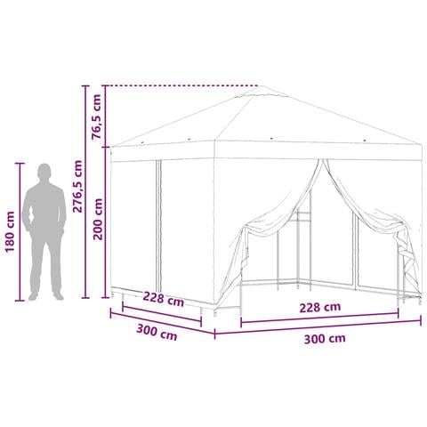 Gazebo da giardino con pareti laterali 3 x 3 m Beige - Foto 9