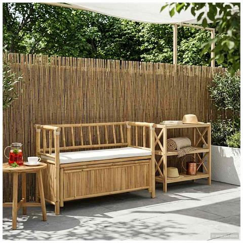 Panca da Giardino con Contenitore 110 x 47 x 80 cm Bambù - Foto 2