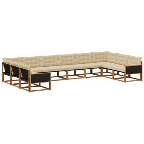 Set di divani da esterno con cuscino 10 pcs Naturale e Beige - Foto 1