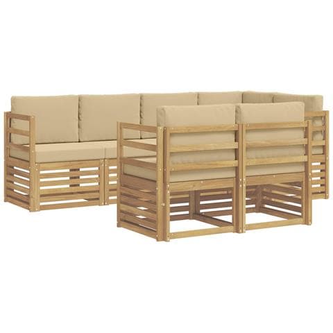 Set di divani da esterno 7 pcs Bianco e Beige - Foto 1
