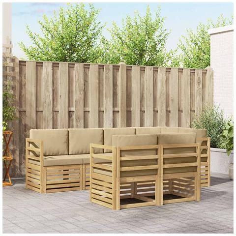 Set di divani da esterno 7 pcs Bianco e Beige - Foto 2