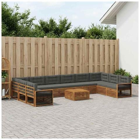 Set divani con cuscino 11 pcs Legno di Acacia Massello - Foto 2