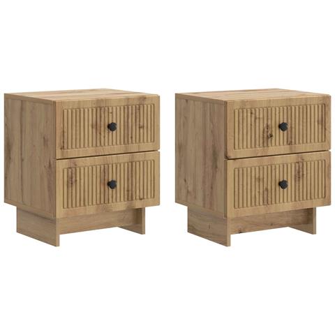 Armadio da Notte 2 pcs Rovere Artigianale 43 x 34,5 x 47,5 cm - Foto 1