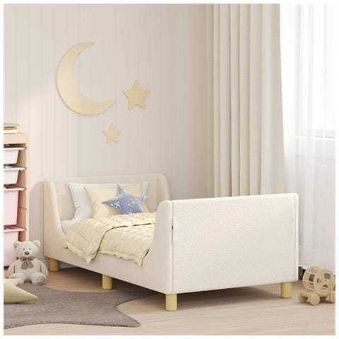 Struttura letto bambini con testata Crema 80 x 160 cm Bouclé - Foto 2