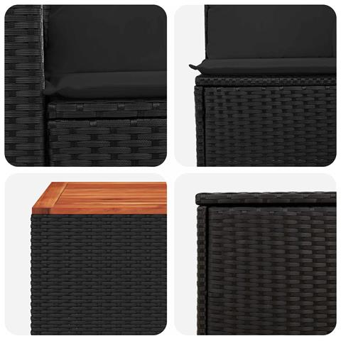 Set di divani 8 pz Nero Rattan sintetico e Acciaio - Foto 2