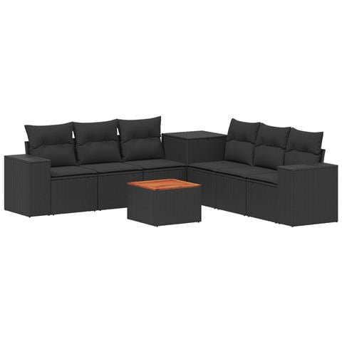 Set di divani 8 pz Nero Rattan sintetico e Acciaio - Foto 1