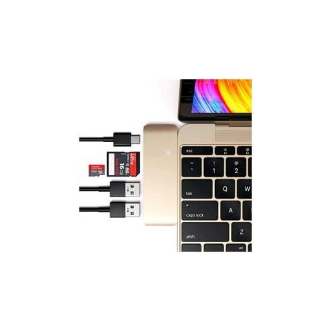 Hub 3 in 1 Tipo-C USB 3.0 in Alluminio Con Porta di Ricarica USB-C per MacBook 2015/2016/2017 da 12 pollici, Oro - Foto 2