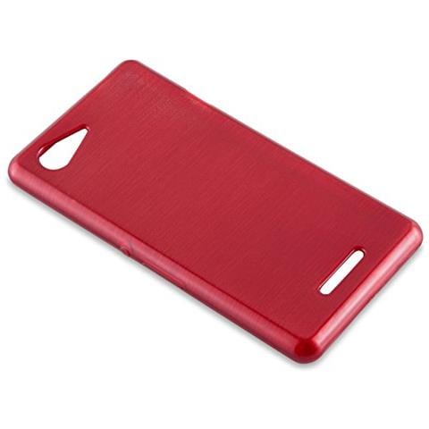 Custodia Compatibile Con Sony Xperia E3 In Rosso - Coperchio Protettivo In Silicone Tpu Flessibile Con Design Spazzolato - Foto 2