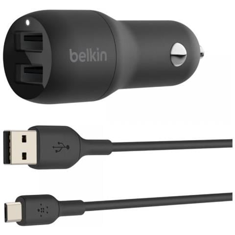 Caricatore per Auto CCE002bt1MBK Doppio USB-A da 24 W + Cavo da USB-A 1 Metro Colore Nero - Foto 1