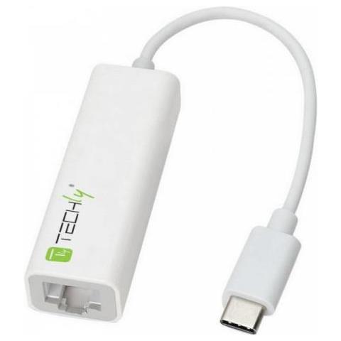 Convertitore Adattatore, Usb 3.1 Type C Male - Rj45 Female, 10/100/1000 Mbps, Bianco - Foto 1