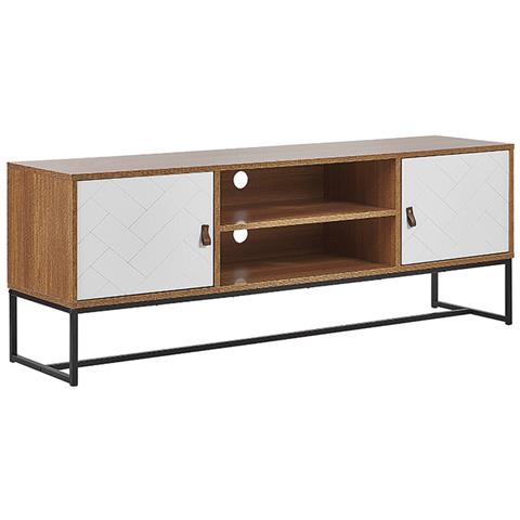 Mobiletto Porta Tv In Colore Legno Chiaro E Bianco Nueva - Foto 5