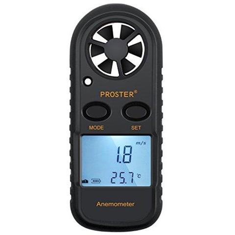 Anemometro Digitale A Cristalli Liquidi Di Velocit Del Vento Meter Gauge Air Flow Misura Di Velocit Termometro Con Retroilluminazione Per Rc Helicopter Drones Windsurf Kite Flying Vela Surf Pesca Etc - Foto 1