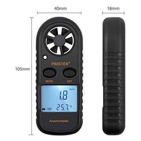 Anemometro Digitale A Cristalli Liquidi Di Velocit Del Vento Meter Gauge Air Flow Misura Di Velocit Termometro Con Retroilluminazione Per Rc Helicopter Drones Windsurf Kite Flying Vela Surf Pesca Etc - Foto 2