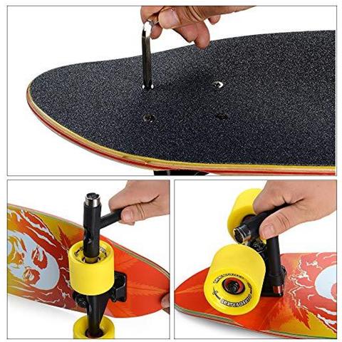 Black 5 Way Scooter Skateboard Strumento Longboard Con Chiave Turner - Foto 4