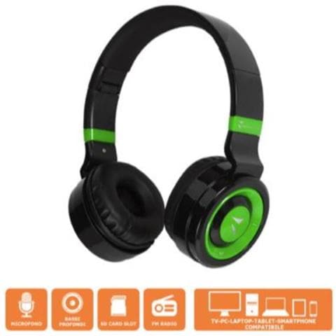 Cuffia Bt Con Microfono Black Green - Foto 1
