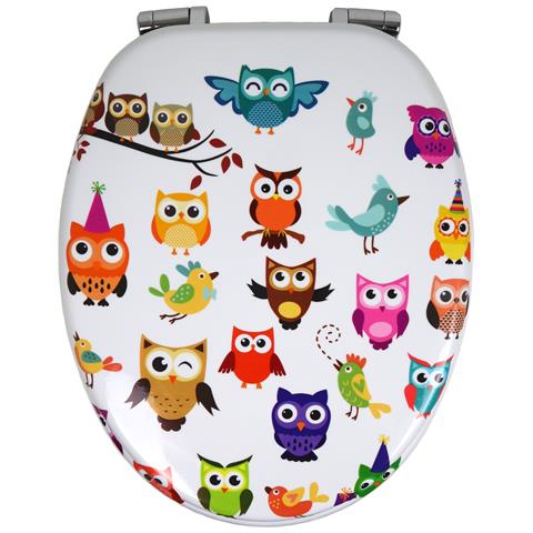 Sedile Wc Copri Vater Universale Frizionato Fantasia In Mdf Chiusura Rallentata *** Fantasia : Color Owl - Foto 2