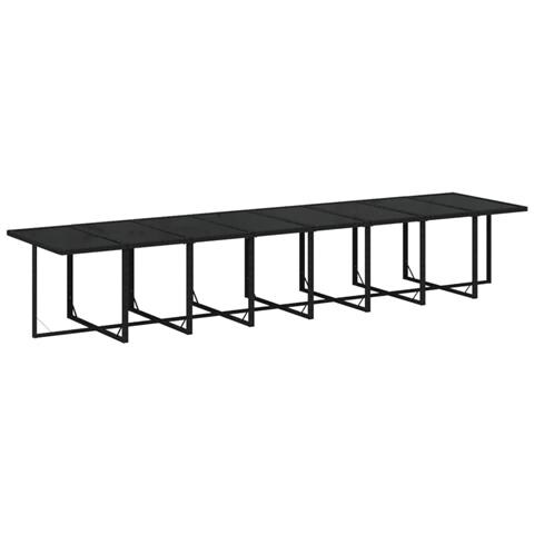 Set Da Pranzo Da Giardino 17 Pz Con Cuscini In Polyrattan Nero - Foto 9