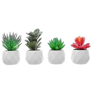 Fiori Artificiali Per Interni 4 Pezzi Piantine Finte Decorative Con Vasetto Piante Finte In Vaso - Set Da 4 Per Decorazione Casa E Ufficio Piante Grasse Finte Piante Finte Bassa Manutenzione