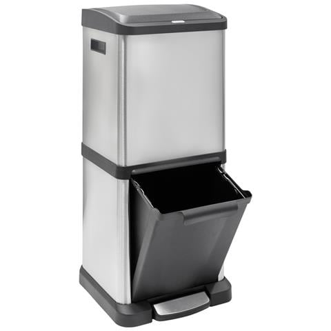 Binary Cr705-34 L Pattumiera Per Raccolta Differenziata Verticale In Acciao Inox, A Pedale E Con Apertura Superiore, 2 Secchi Interni, 16 L + 18 L (34 L) - Foto 2