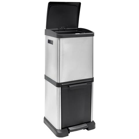 Binary Cr705-34 L Pattumiera Per Raccolta Differenziata Verticale In Acciao Inox, A Pedale E Con Apertura Superiore, 2 Secchi Interni, 16 L + 18 L (34 L) - Foto 3