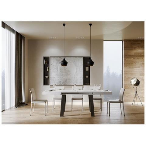Tavolo Allungabile 90x140/244 Cm Bridge Telaio Antracite - Bianco Frassino - Foto 2