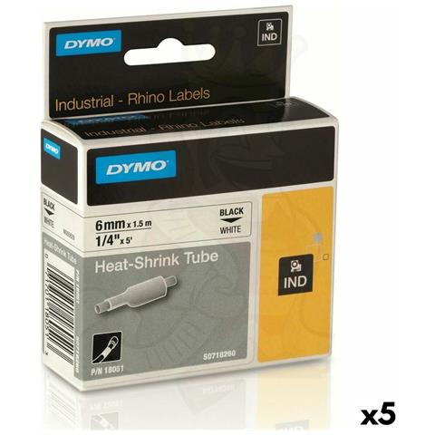 Kit Guaina Termorestringente Rhino Dymo Id1-6 6 X 1,5 Mm Nero Giallo (5 Unità) - Foto 1