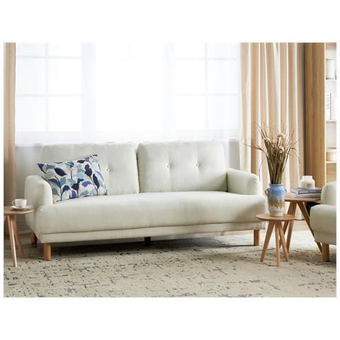 Divano 3 Posti Tuve Tessuto Bianco Sporco - Foto 1