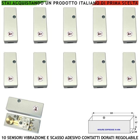 Sensore Adesivo Rileva Lo Scasso Le Vibrazioni Continue Dieci Pezzi Via Filo Antifurto Inferriate Porte Vetrate Regola - Foto 1