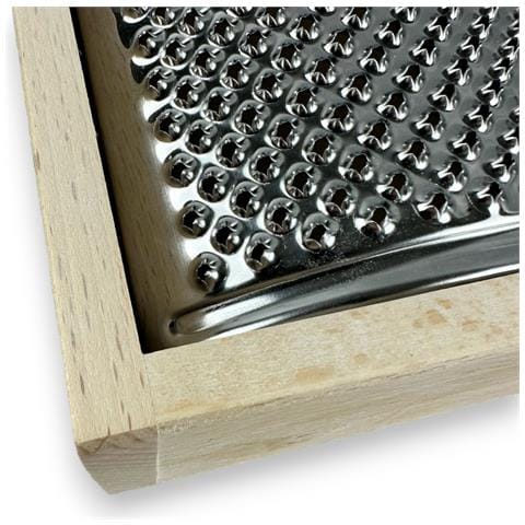 Grattugia In Acciaio Inox Con Impugnatura E Cassetto Raccoglitore In Legno - Foto 2