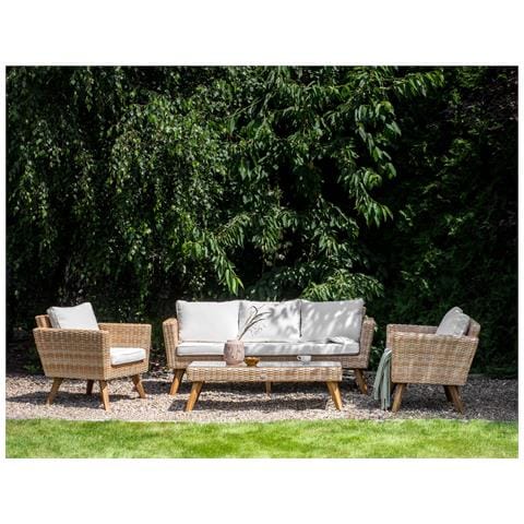 Set Di Divani Rattan Sintetico Bianco Sporco Vittoria - Foto 1