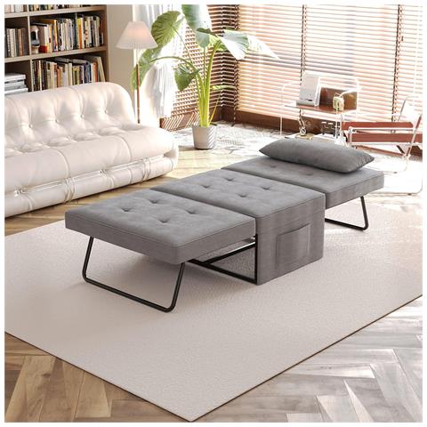 Divano Letto Singolo KOMHTOM Con Portabicchieri E Supporto Cellulare – Grigio Scuro, In Velluto, 3 Posizioni - 5