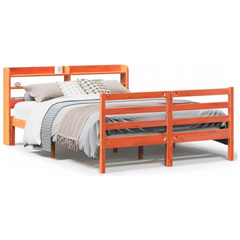 Letto Senza Materasso Marrone Cera 120x190 Cm In Legno Di Pino - Foto 2