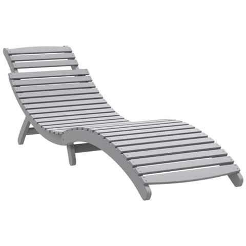 Lettino Prendisole Grigio 184x55x64 Cm Legno Massello Di Acacia - Foto 2