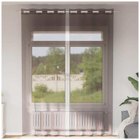 Tende In Voile Con Occhielli 2 Pz Marrone 140x260 Cm - Foto 1