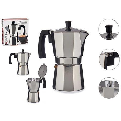 Caffettiera In Alluminio 3 Tazze Con Manico 9x15x15,5 Cm. Color Argento - Foto 4