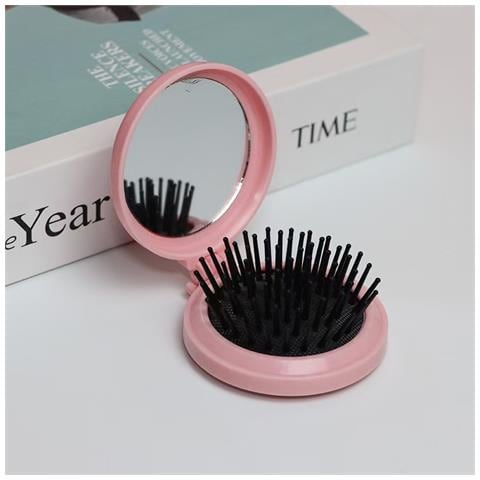 Pettine Pieghevole Compatto Con Cuscino D'aria E Specchietto Per Trucco Pink - Foto 2