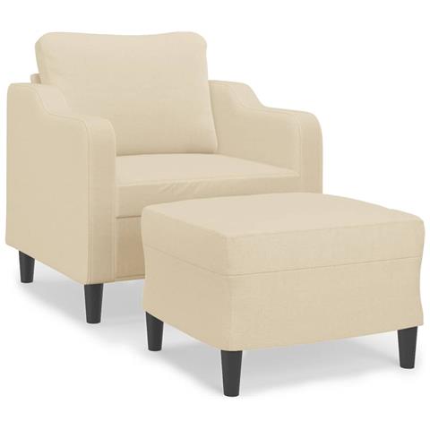 Poltrona con Poggiapiedi Crema 60 cm in Tessuto - Foto 1