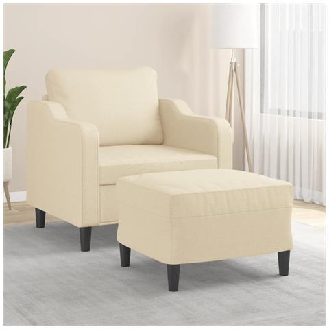 Poltrona con Poggiapiedi Crema 60 cm in Tessuto - Foto 2
